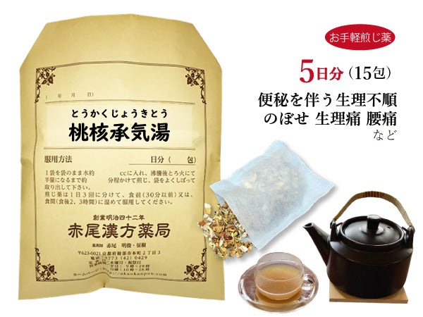 桃核承気湯 とうかくじょうきとう 選べる包数(15包/30包)お手軽煎じ薬 ティーバッグ 体力のある人の便秘 生理不順 冷えのぼせ 高血圧 肩こり 生理痛 腰痛 便秘 薬局製剤 赤尾漢方薬局