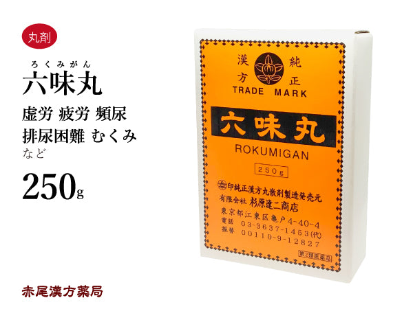 六味丸 ろくみがん 250g/500g 尿量減少 排尿困難 頻尿 むくみ かゆみ 腰痛 不妊症 杉原達二商店 丸剤 第2類医薬品